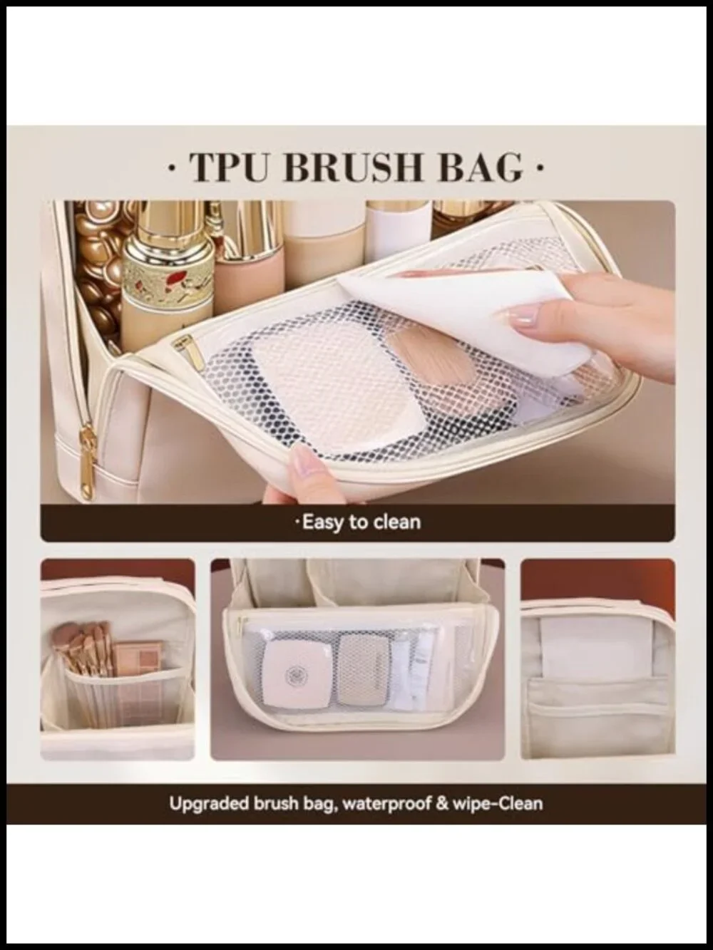 Magnetic Standing Cosmetic Bag, Travel Toiletry Organizer, Large Capacity 3D